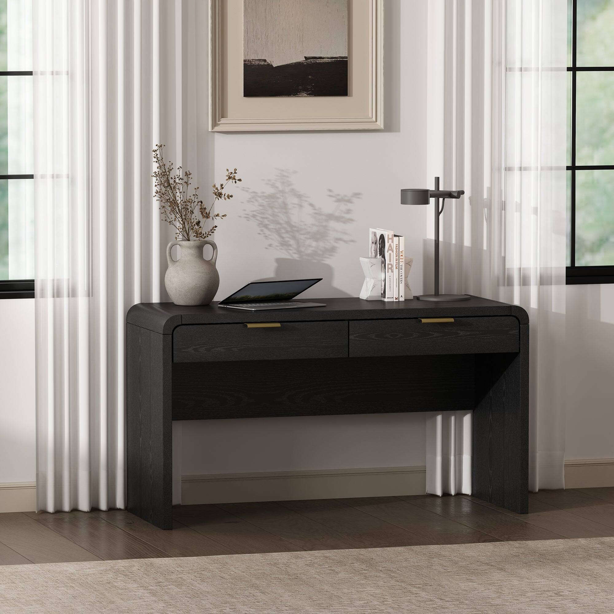 Angle. Manhattan Comfort - Grace Modern 54" Office Desk - Black.