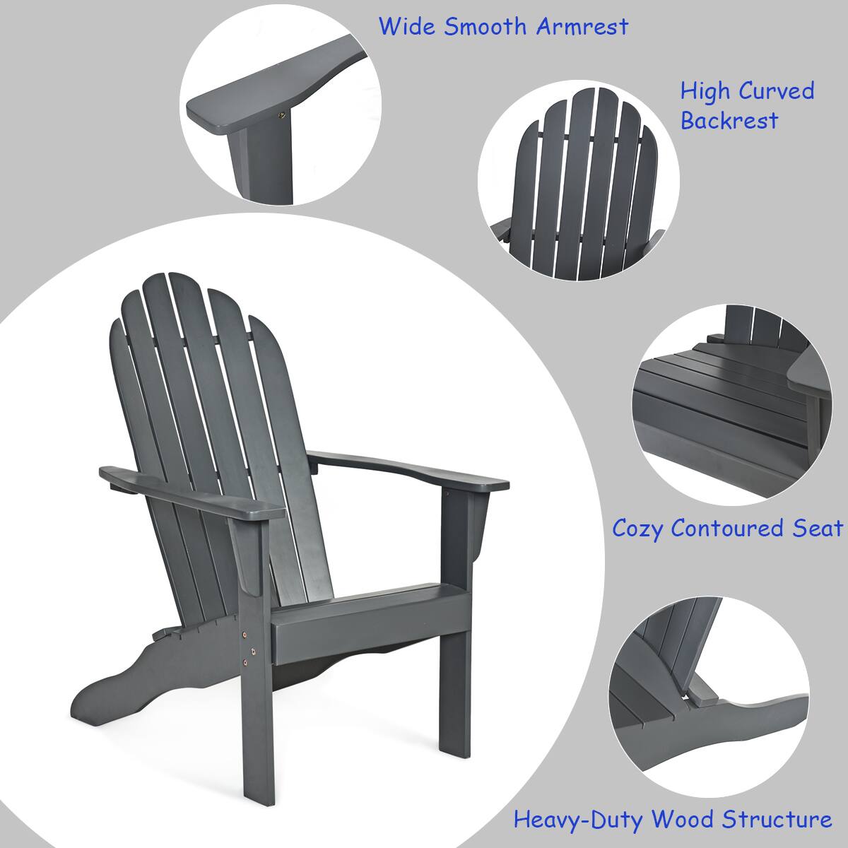 - Wide Smooth Armrest
- High Curved Backrest
- Cozy Contoured Seat
- Heavy-Duty Wood Structure