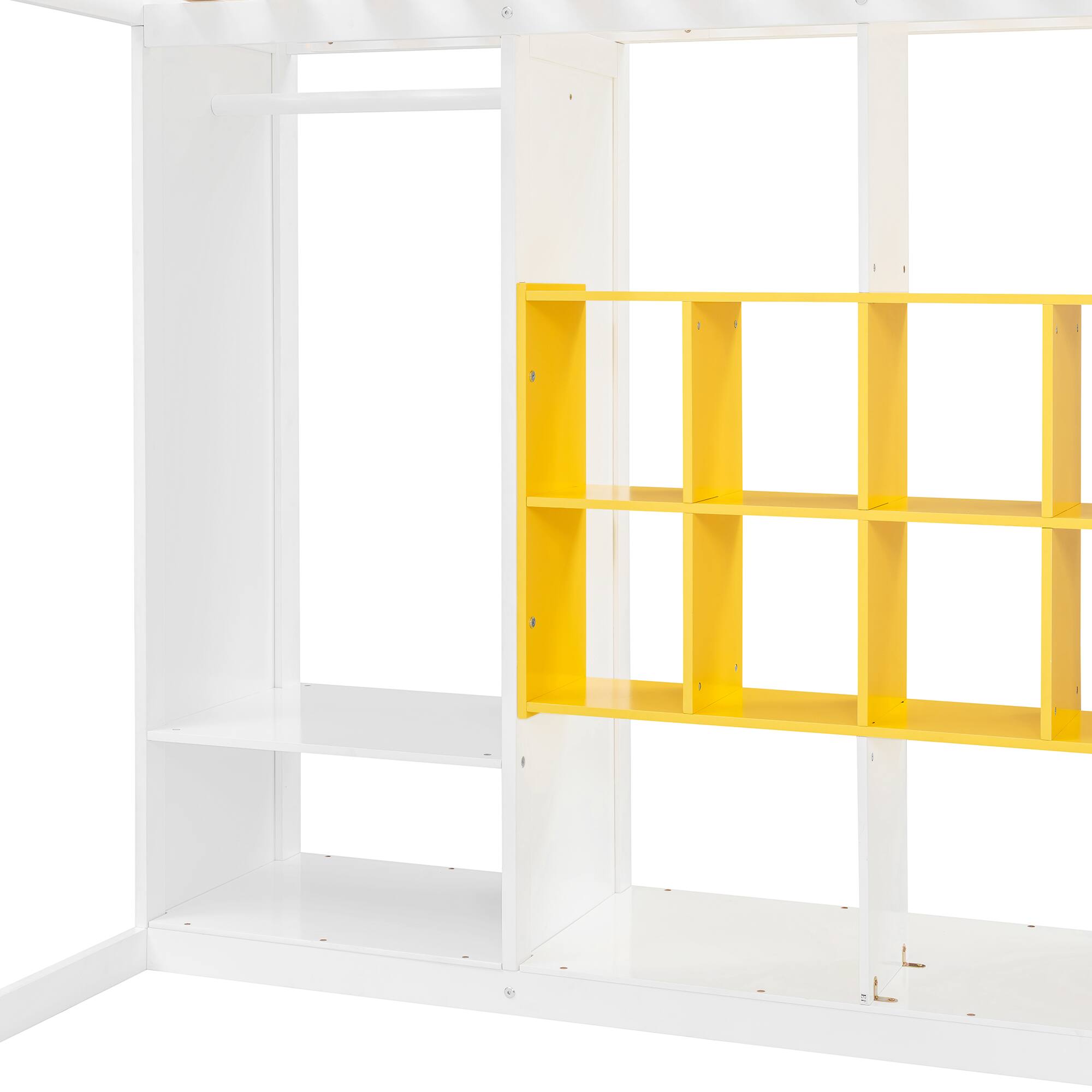 Alt View 2. Anysun - Full Size Wood Loft Bed with Wardrobe, shelves and Cabinet - White.