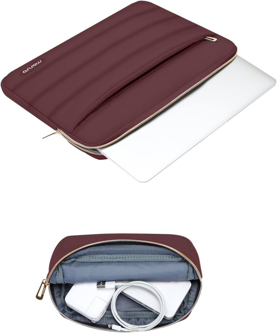 Left. mosiso - Puffy Laptop Sleeve 15-15.6 inch for MacBook Pro 16, HP Dell ASUS Acer Toshiba Lenovo Notebook - Wine Red.