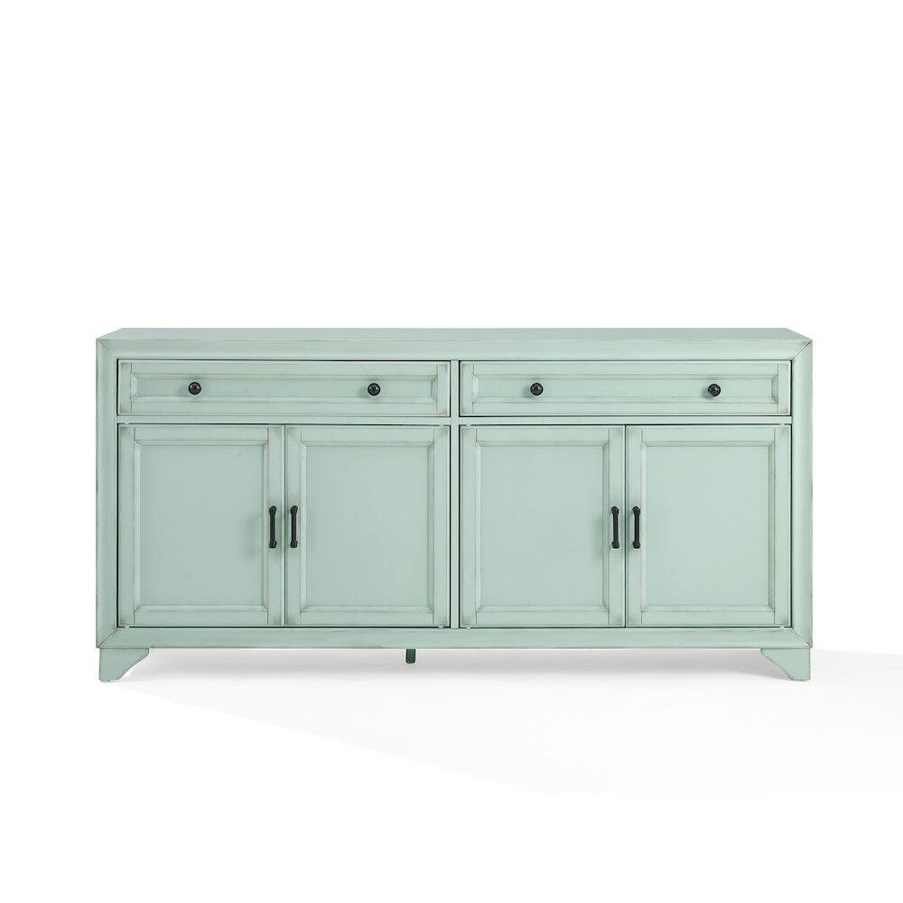 Alt View 2. Crosley Furniture - Tara Sideboard - Distressed Seafoam Blue.