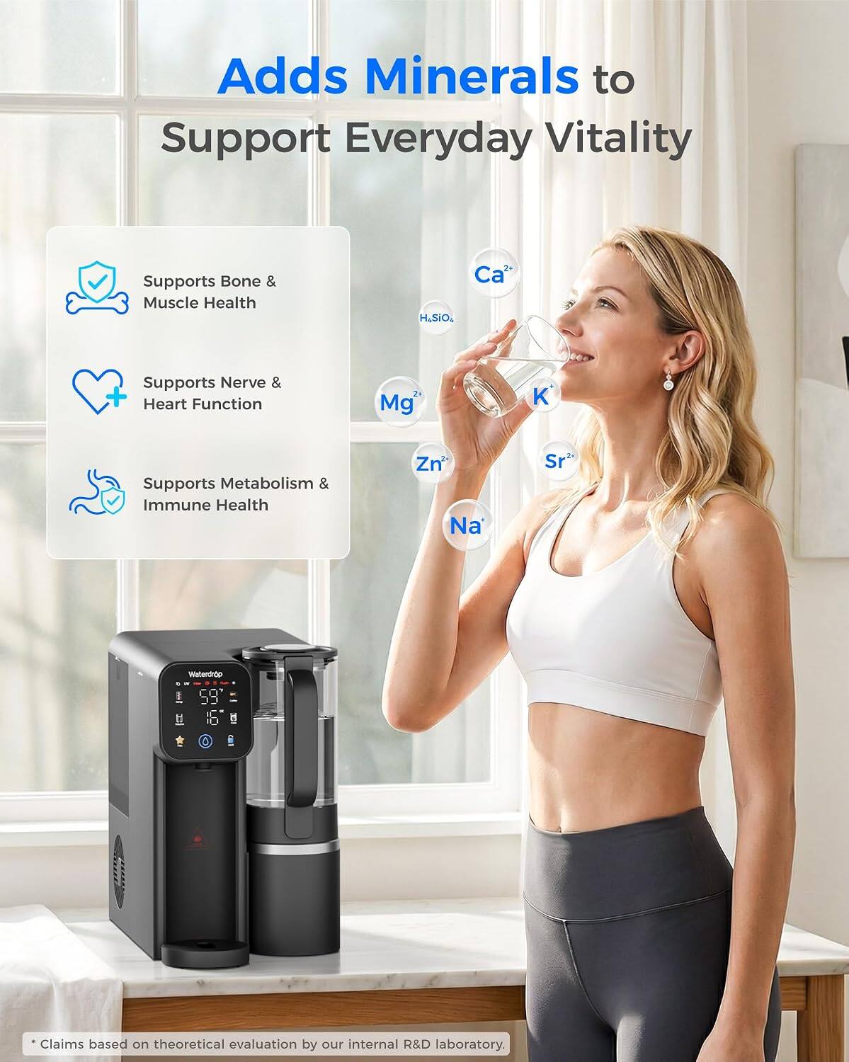 Adds Minerals to Support Everyday Vitality  
Supports Bone & Muscle Health  
Supports Nerve & Heart Function  
Supports Metabolism & Immune Health  

Ca²⁺ H₂SiO₃  
Mg²⁺ K  
Zn²⁺ Na⁺ Sr⁺  

*Claims based on theoretical evaluation by our internal R&D laboratory.
