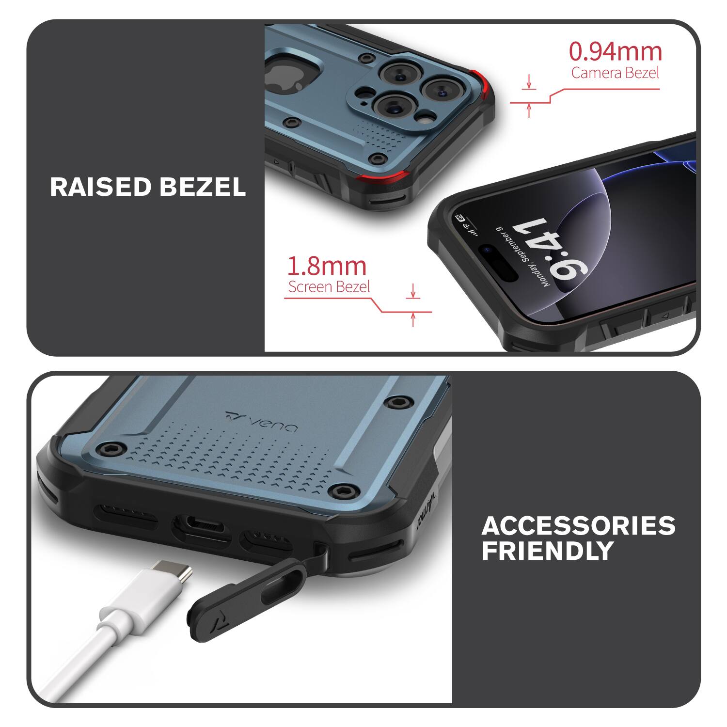 RAISED BEZEL 0.94mm Camera Bezel 1.8mm Screen Bezel ACCESSORIES FRIENDLY