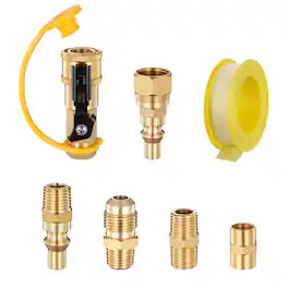 VEVOR - RV Propane Quick Connect Fitting Adapter Valve,7 Pieces,1/4-Inch Male NPT Full Flow Plug & 3/8-Inch Male Flare Quick Kit - Yellow