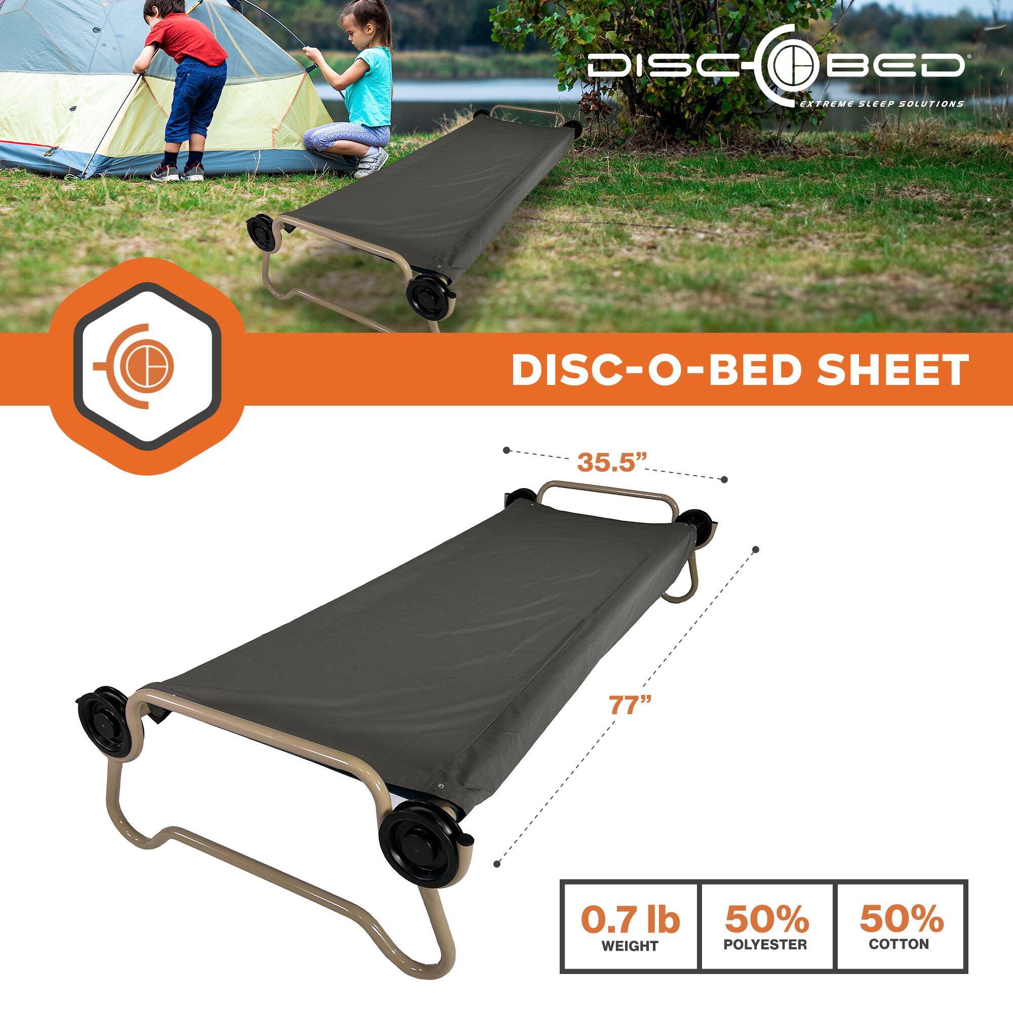 DISC-O-BED EXTREME SLEEP SOLUTIONS  
DISC-O-BED SHEET  
35.5" x 77"  
0.7 lb WEIGHT  
50% POLYESTER / 50% COTTON