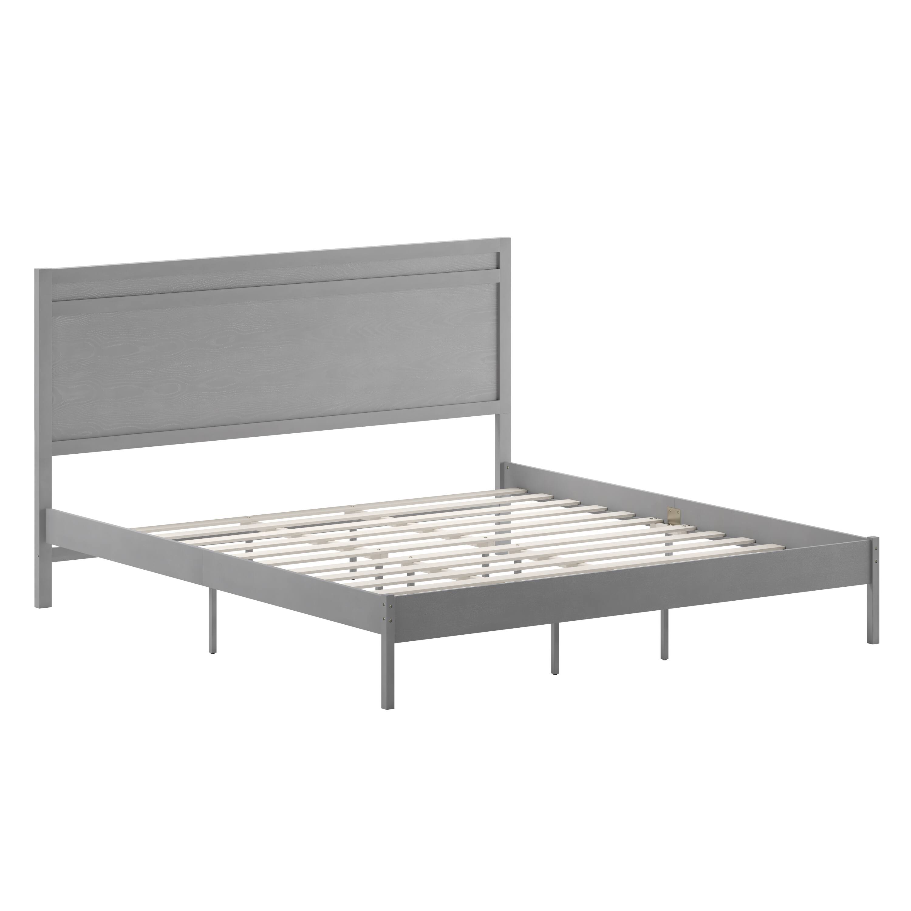 Alt View 1. Emma + Oliver - Allanza Classic Wooden Platform Bed with Headboard - Gray.