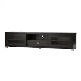 FurniFact - Contemporary Dark TV Cabinet with Sliding Doors and Drawer - Brown