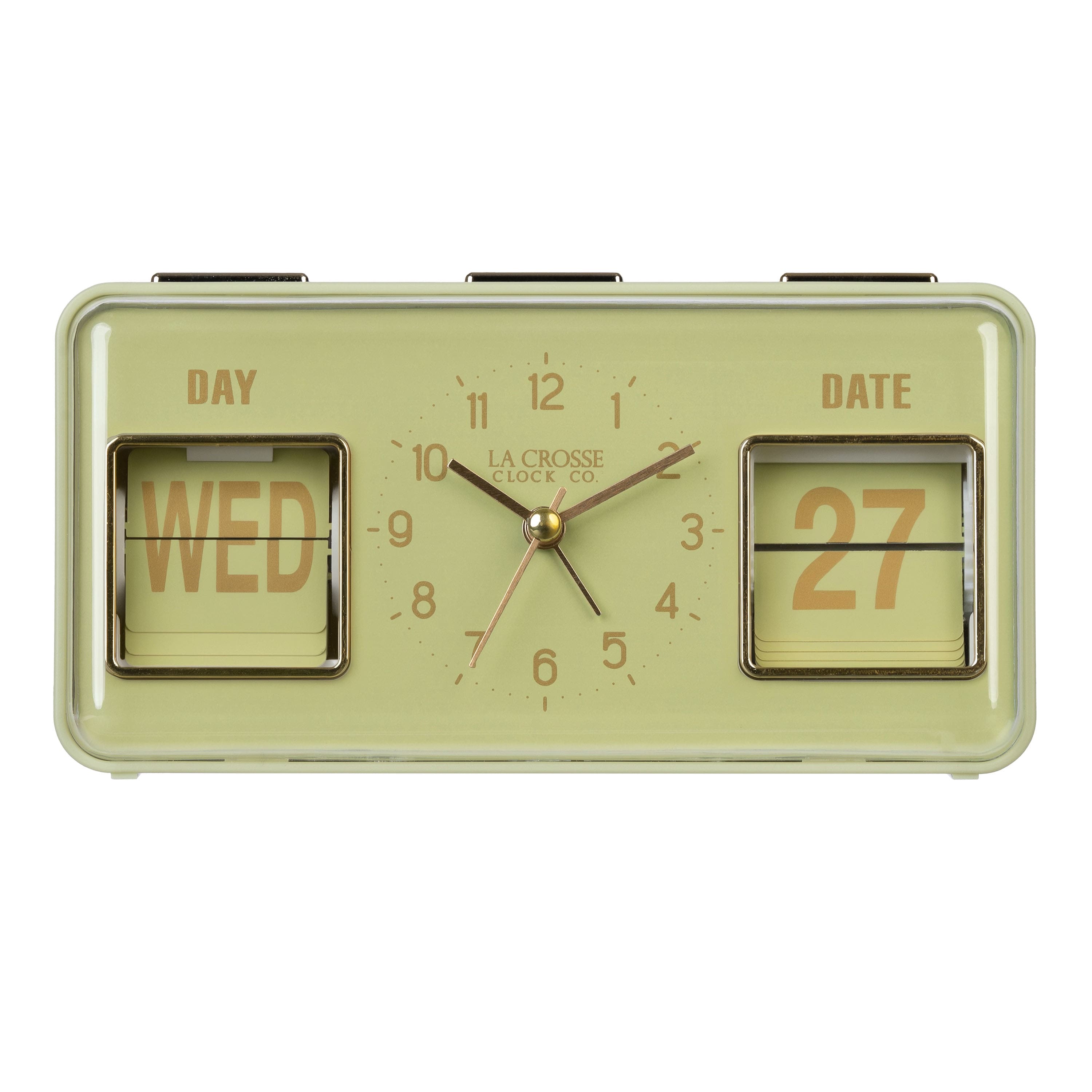 La Crosse Clock Co. - Daily Flip Tabletop Alarm Clock with Calendar - Green
