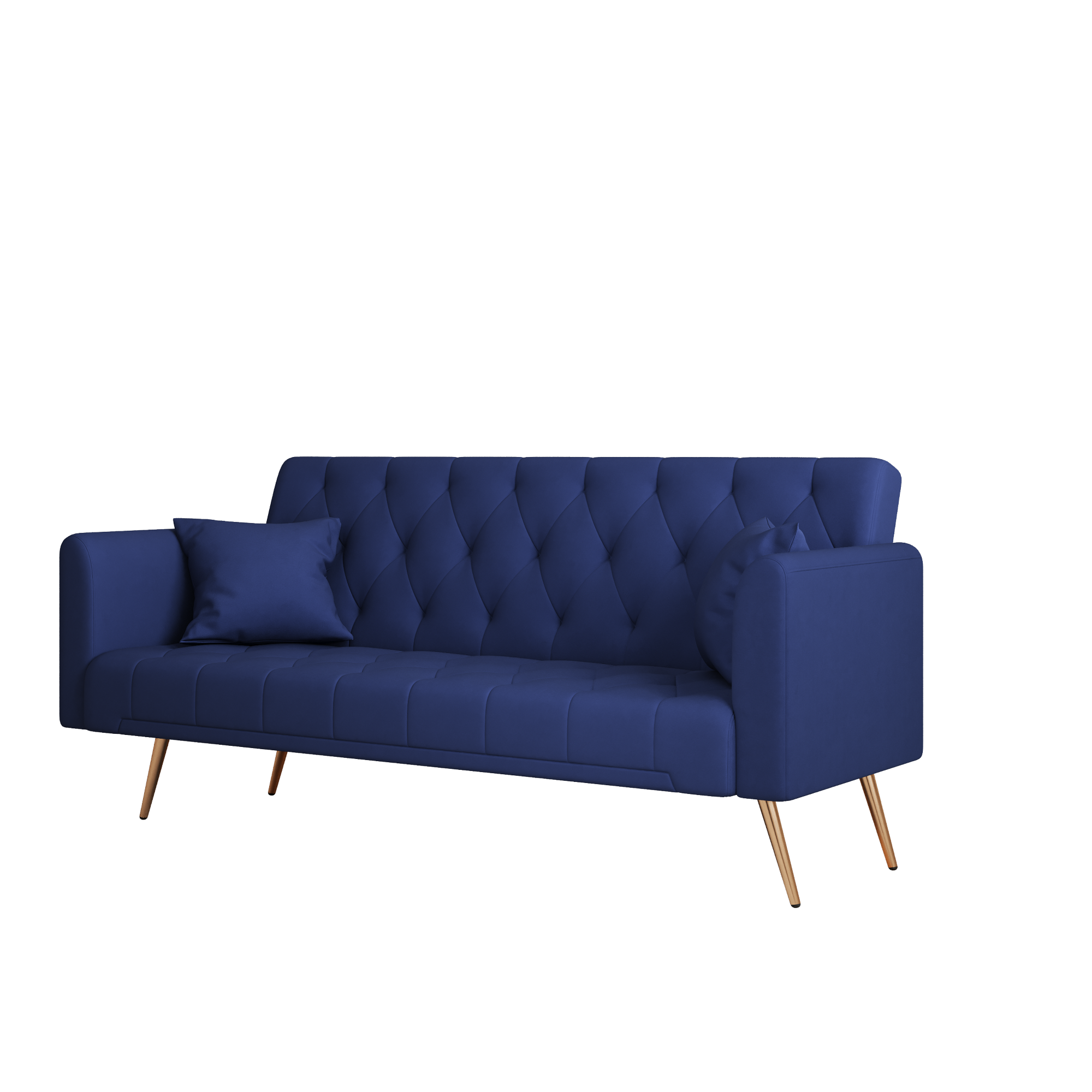 Alt View 7. GOODSILO - Convertible Velvet Sofa Bed with Adjustable Backrest for Small Spaces, Living Room and Office Use - Blue.