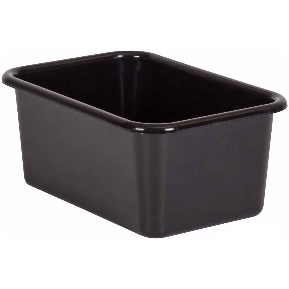 Front. Teacher Created Resources - Teacher Created Resources Black Small Plastic Storage Bin.