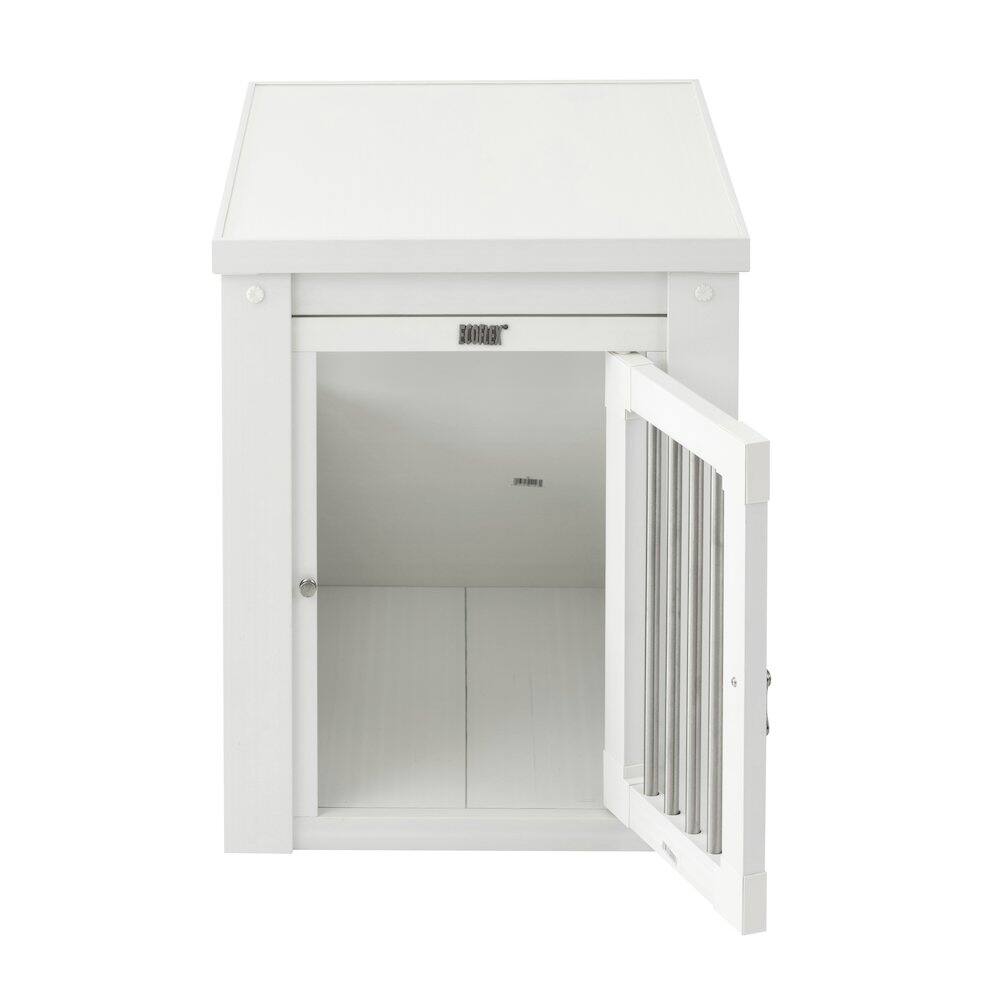 Alt View 1. New Age Pet - ECOFLEX Dog Crate End Table - Antique White Small.