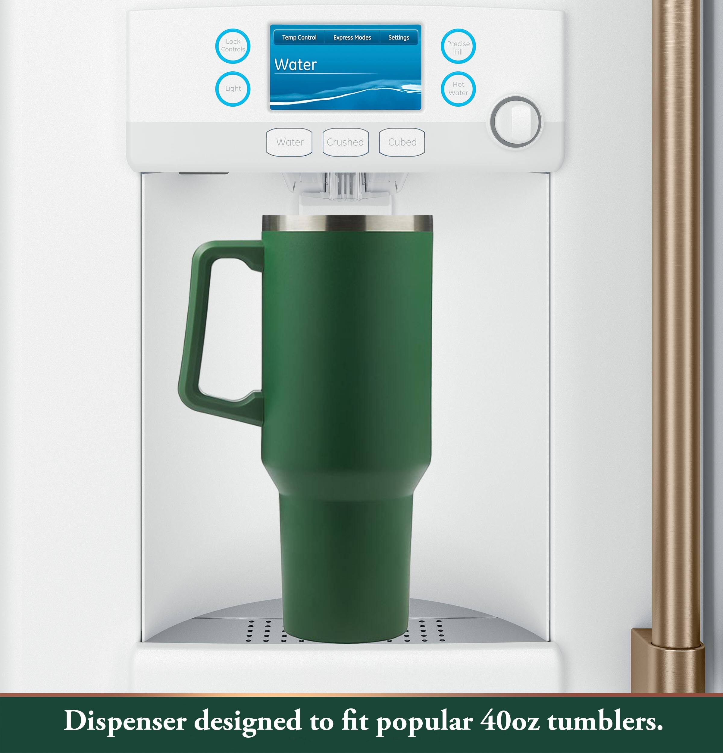 Lock Comris Temp Control Express Modes Water Settings Precise .E Light Hot Water Water Crushed Cubed Dispenser designed to fit popular 40oz tumblers.