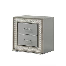 Manhattan Lane - Cyl Nightstand with 2 Drawers, Scale Molding Trim - Metallic Gray, Silver
