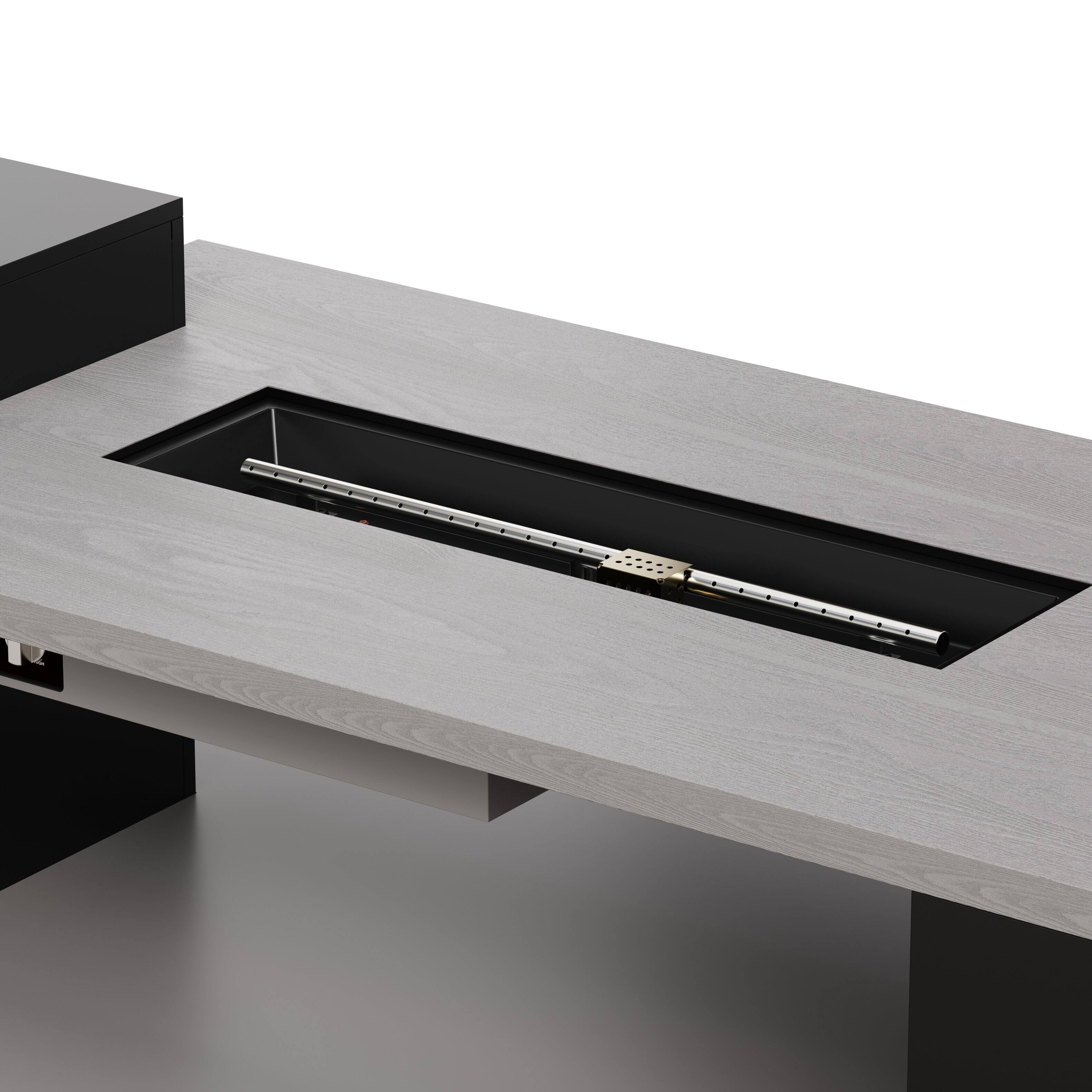 Alt View 6. Famapy - 60,000 BTU Outdoor Propane Fire Pit Table with Hidden Tank Storage, Weather Cover and Storage Cabinet - Black & Gray.