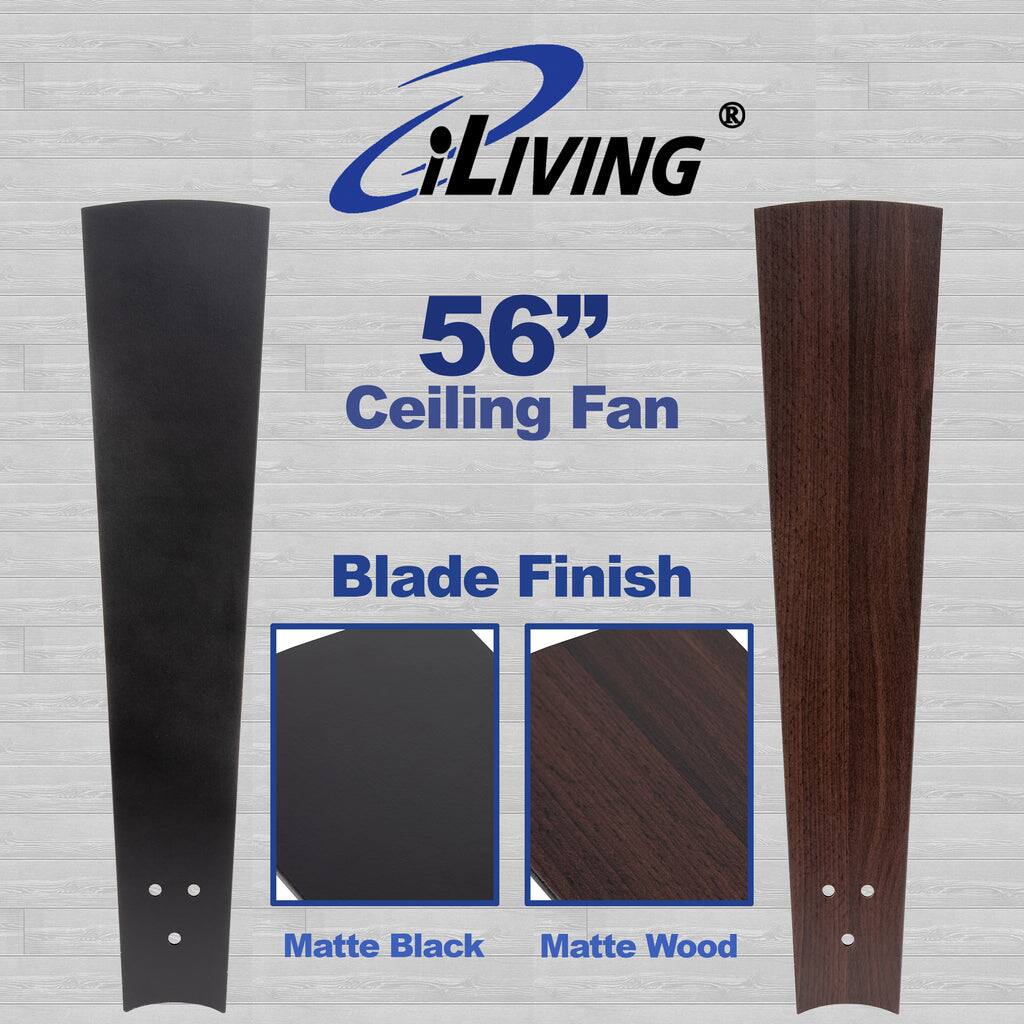 iLIVING  
56" Ceiling Fan  
Blade Finish  
Matte Black  
Matte Wood