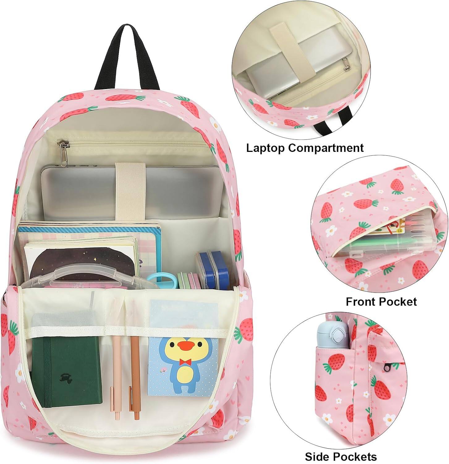 Laptop Compartment  
Front Pocket  
Side Pockets