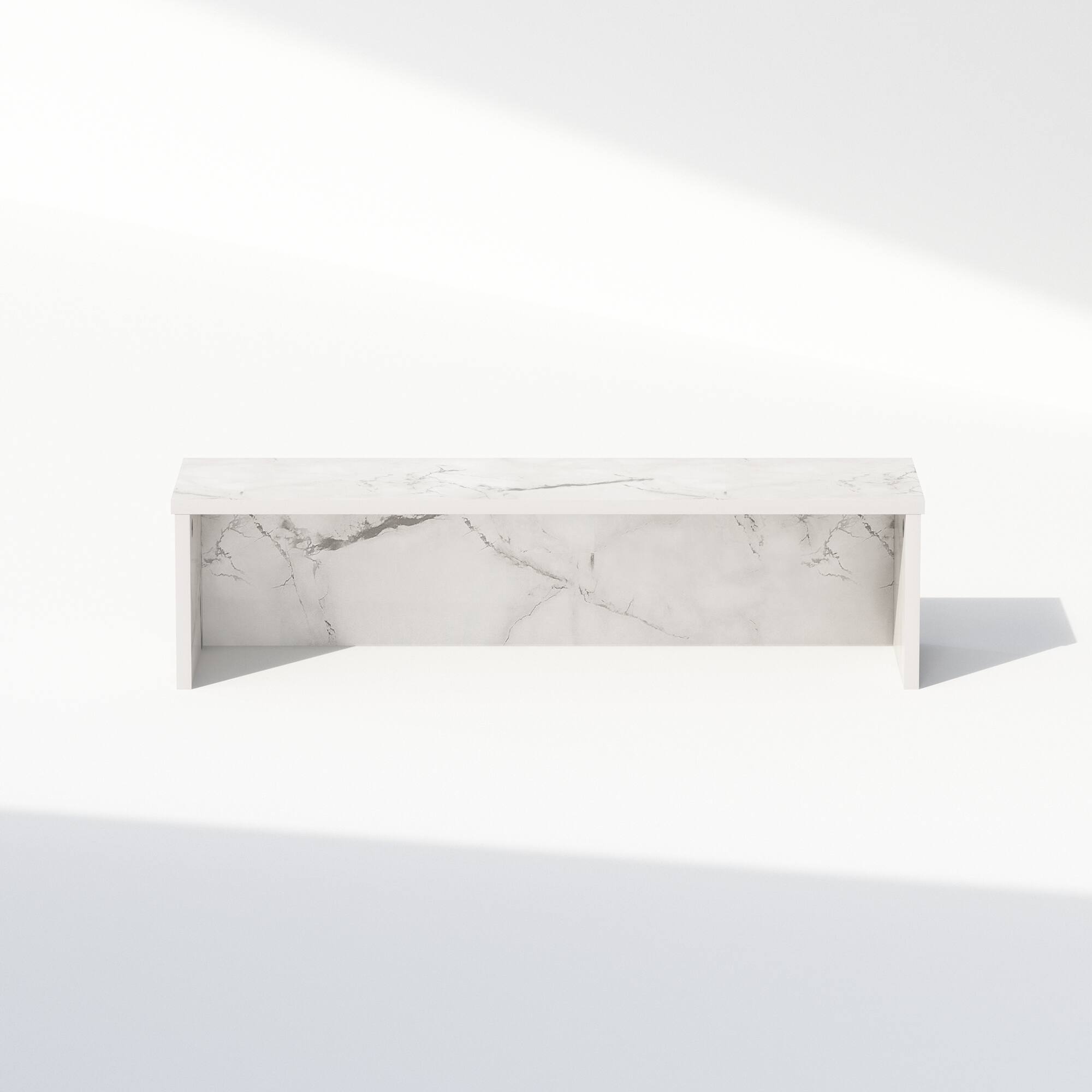 Alt View 2. Furinno - Classic 23-Inch Desk Organizer, Shelf Organizer Storage & Display Stand - Marble White.