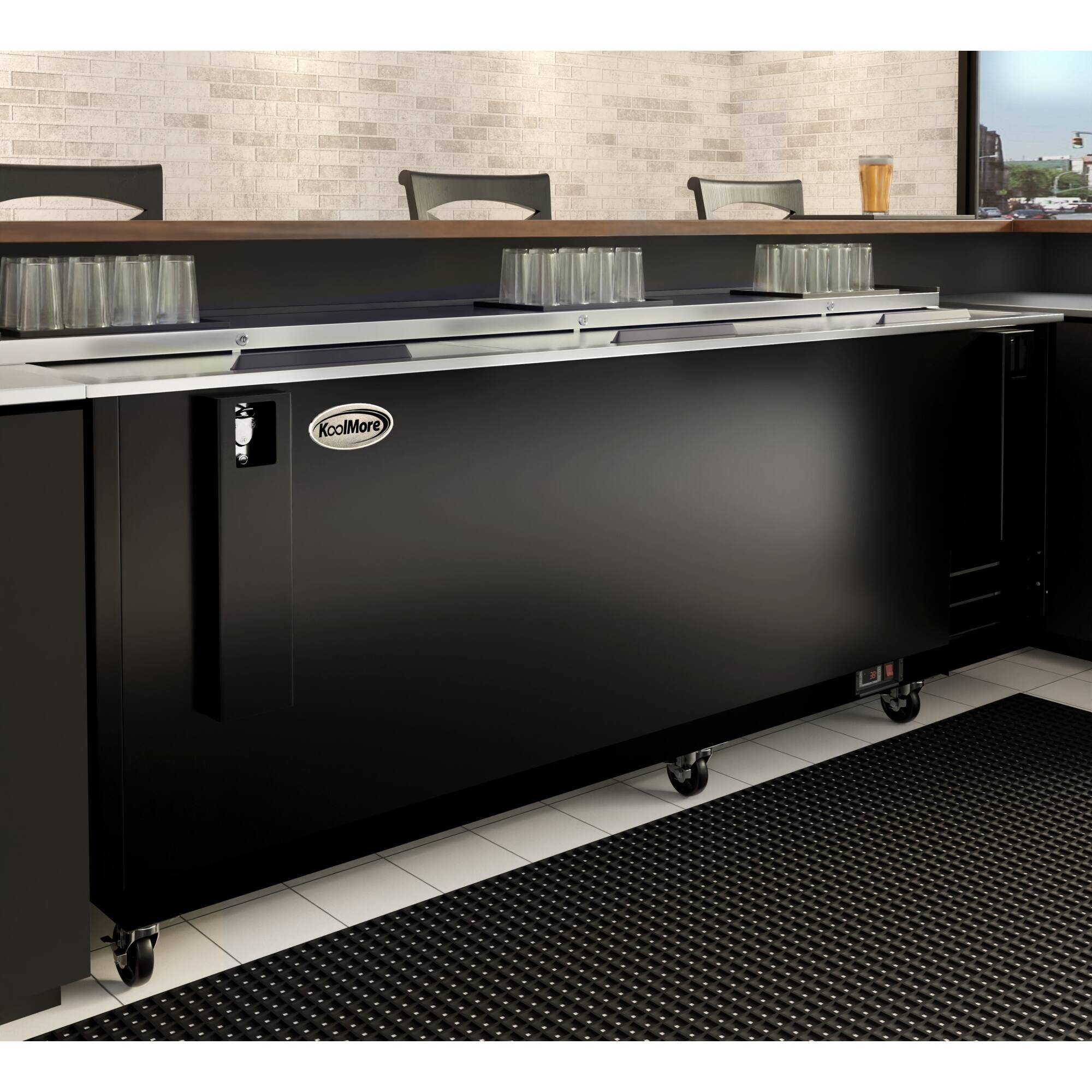 Alt View 1. Koolmore - 95 in. Commercial Bottle Cooler in Black with Built-In Opener, ETL Listed, 30 cu. ft. (KM-BOC95-BK) - Black painted steel.
