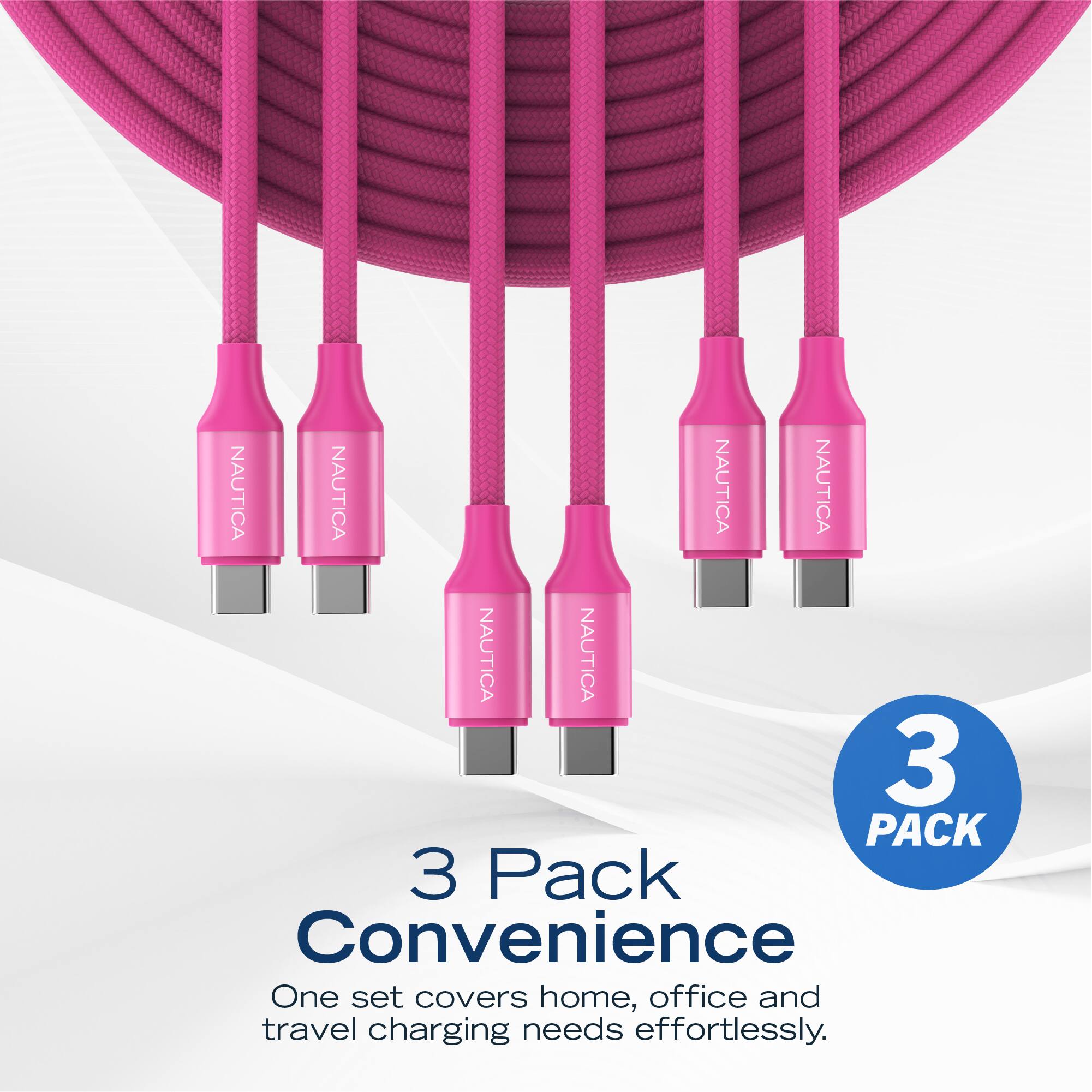 NAUTICA NAUTICA NAUTICA NAUTICA NAUTICA NAUTICA

3 Pack Convenience

One set covers home, office and travel charging needs effortlessly.