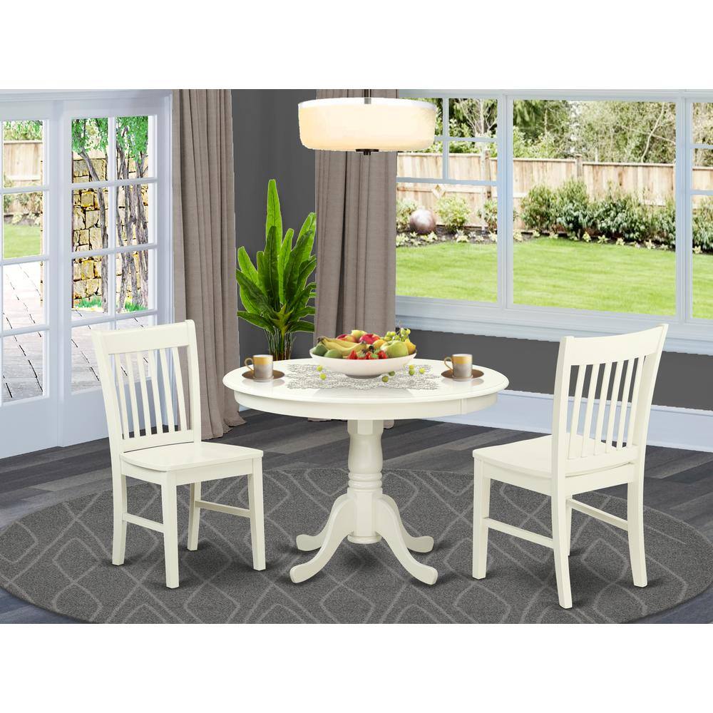 Left. East West Furniture - Dining Room Set Linen White - Brown.