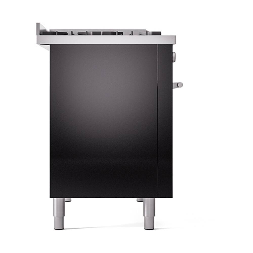 Alt View 3. ILVE - ILVE Professional Plus II Series 48 in. Dual Fuel Range with 8 Sealed Burners + Griddle (Natural Gas, Satin Trim) - Glossy Black.