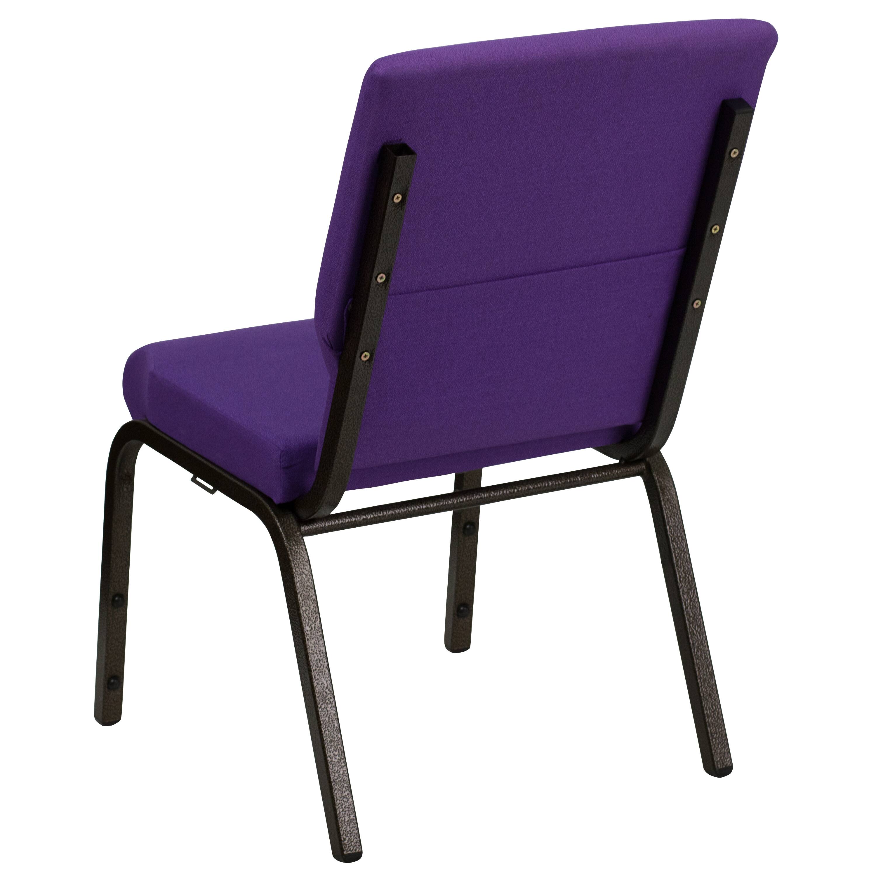 Alt View 5. Emma + Oliver - 4 Pack 18.5''W Stacking Church Chair - Purple Fabric/Gold Vein Frame.