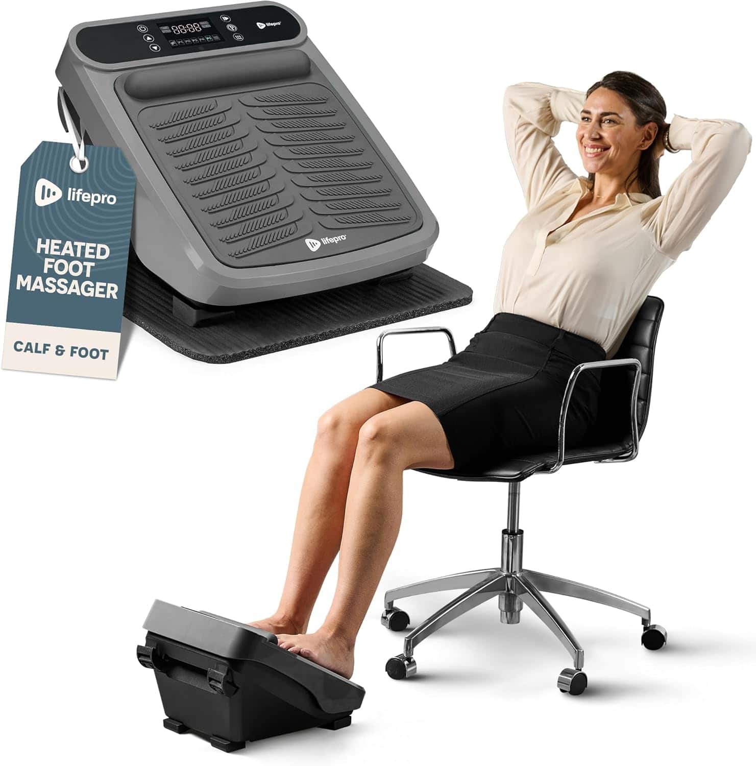 LifePro - Foot Massager for Neuropathy with Heat Option for Calf Therapy and Blood Circulation - Gray