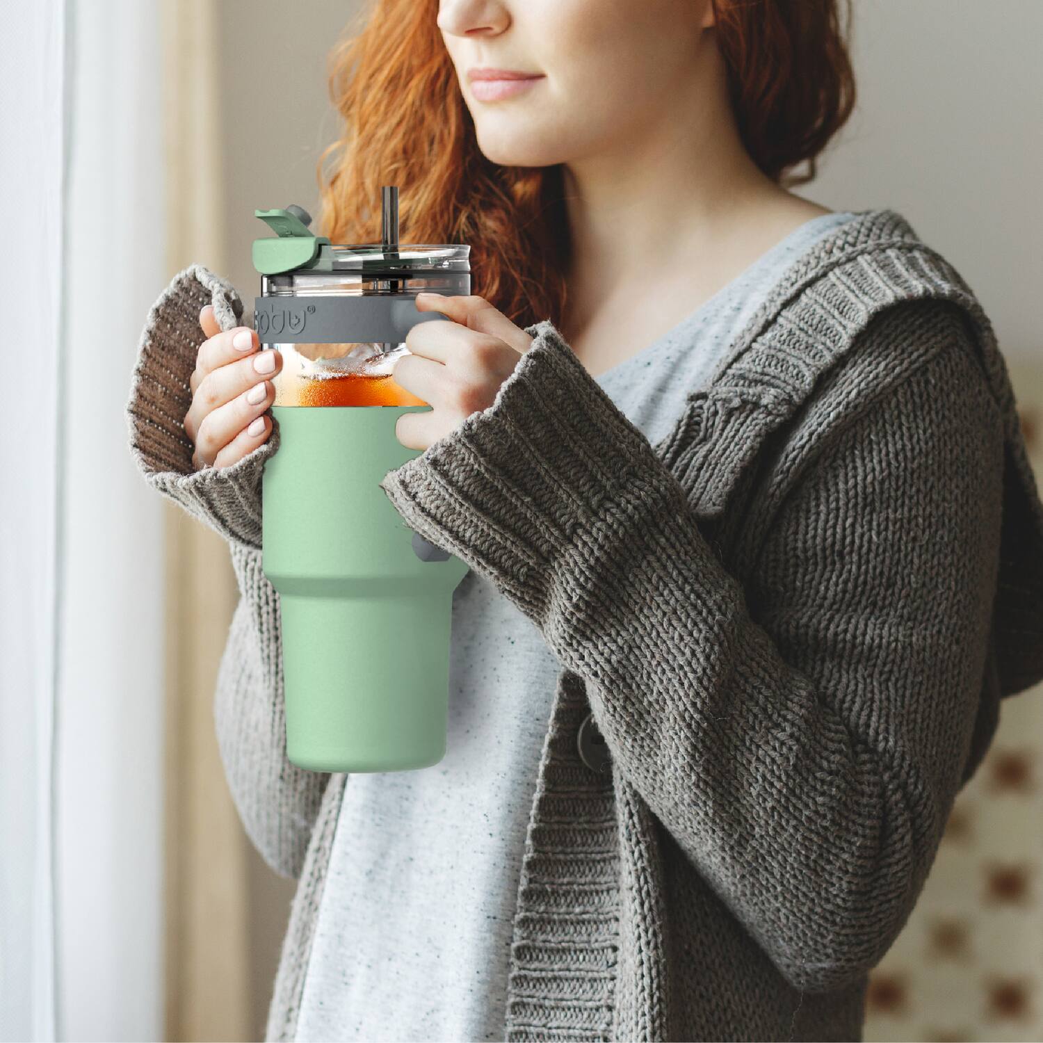 Alt View 2. Asobu - 34-Oz Explorer See-Through Travel Mug with Detachable Insulated Tumbler - Green.