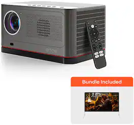 ETOE - Whale Pro 1080p Projector & 120'' Projection Screen-1500 ANSI, Android TV 11 & Netflix, DoIby Audio, Auto Focus/Keystone - Black