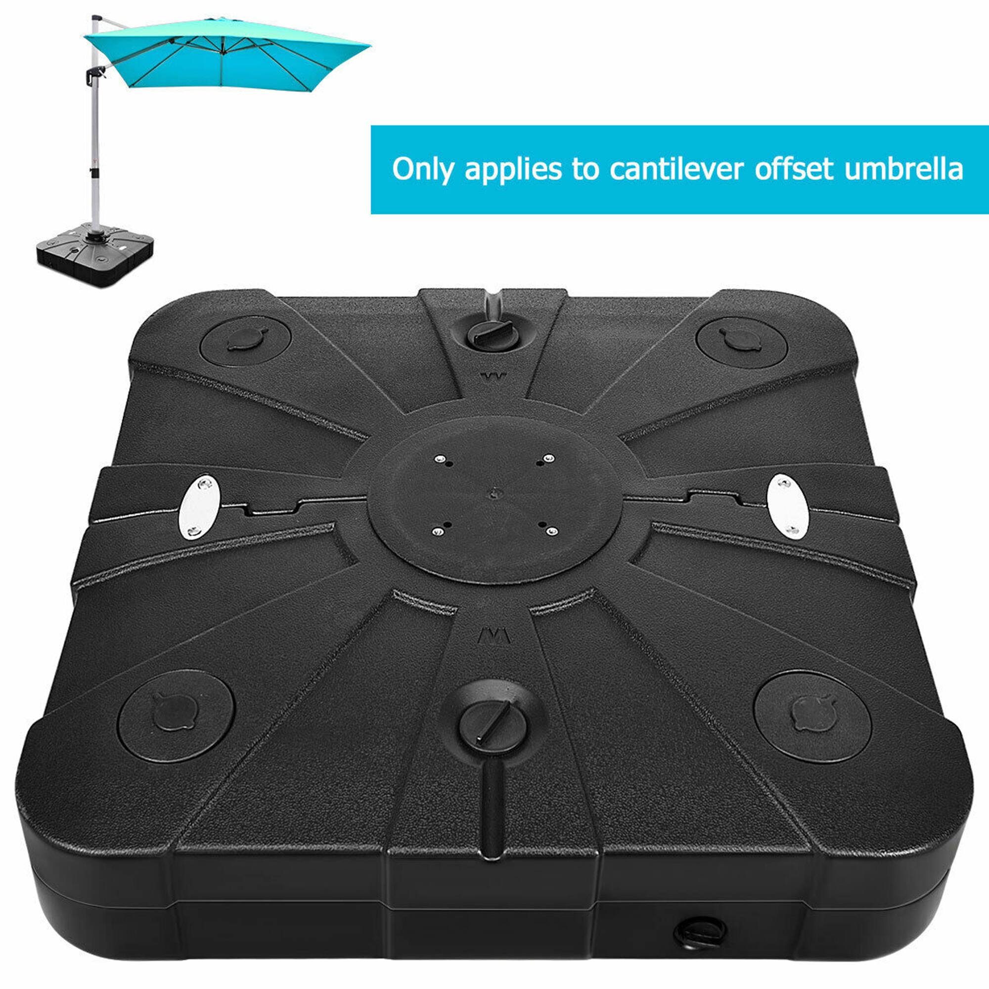 Gymax - Patio Umbrella Stand Base Weight 4 Wheels W/Cross Base - Black