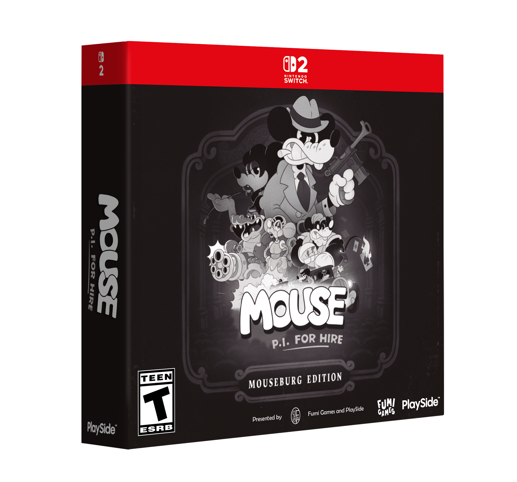 2022 Nintendo Switch

MOUSE P.I. FOR HIRE  
MOUSEBURG EDITION

Presented by  
Fumi Games and PlaySide

PlaySide  
Fumi Gomes

TEEN  
ESRB

PlaySide