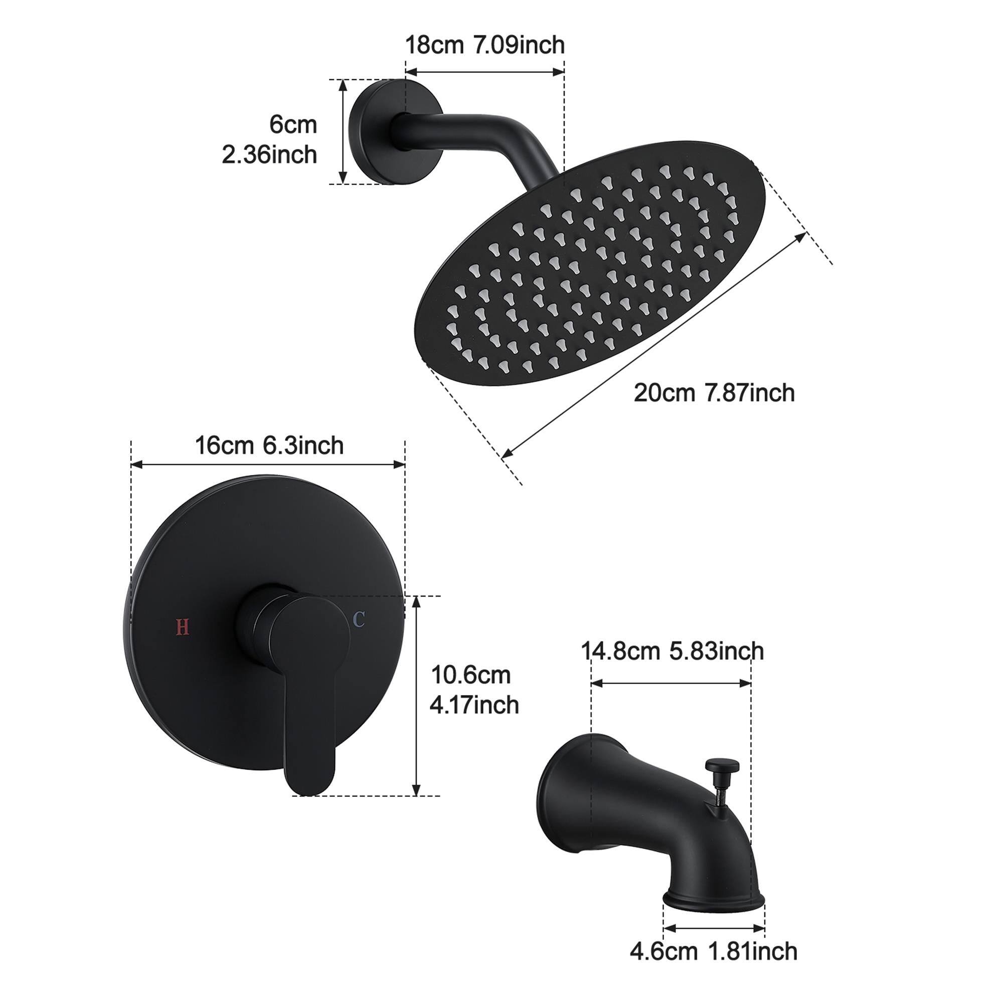 18cm 7.09inch  
6cm 2.36inch  
20cm 7.87inch  
16cm 6.3inch  
10.6cm 4.17inch  
14.8cm 5.83inch  
4.6cm 1.81inch