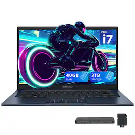 ASUS - Vivobook 14" FHD Laptop,Intel i7-1355U,40GB RAM,2TB SSD+1TB Docking Station,Intel UHD Graphics,Win 11 - Blue