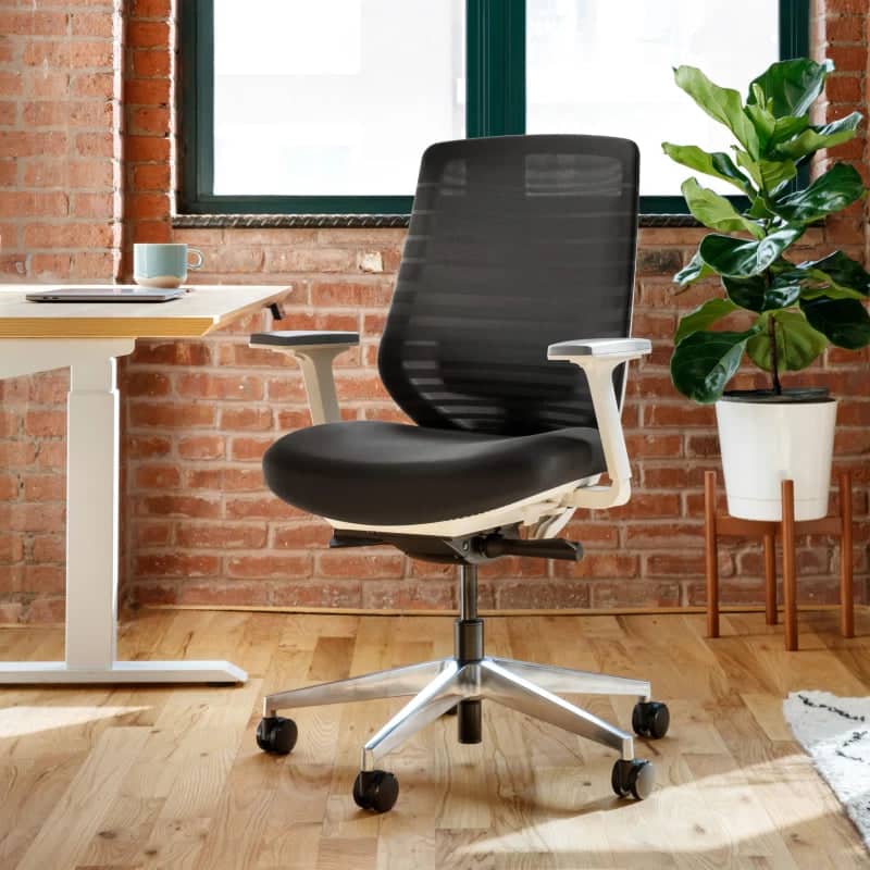 Front. Branch Furniture - Branch Ergonomic Chair – Adjustable Office Chair for All-Day Comfort with Lumbar Support and Recycled Mesh Back - Black.