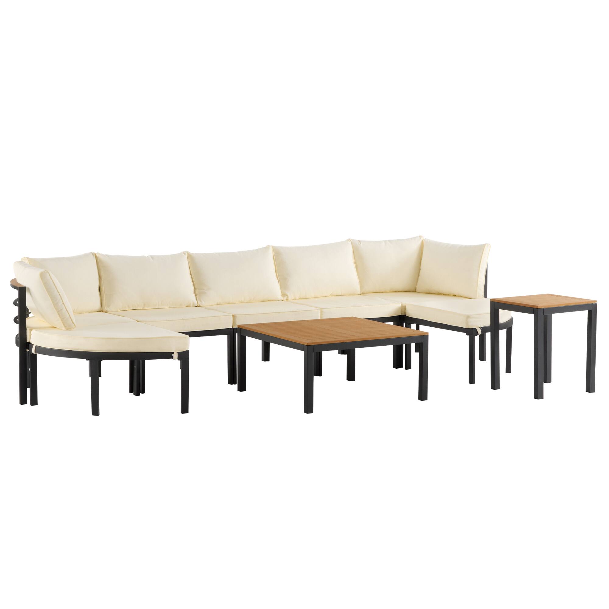 Alt View 8. Tiramisubest - Modern Outdoor Sectional Sofa Set Patio Seating Group,Conversation Set with Cushions for Patio,Backyard, Garden,Beige - Beige.
