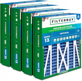 Filterbuy - 21x27x5 MERV 13 Smoke & Allergy Defense, Pleated HVAC AC Furnace Air Filters Replacement for Trane & More (4-Pack) - Blue