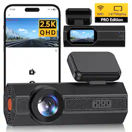 E-YEEGER - 2.5K Dash Cam Front with WiFi&APP, 1.47" Display,Night Vision, Loop Recording, G-Sensor, Compact Durable - Black