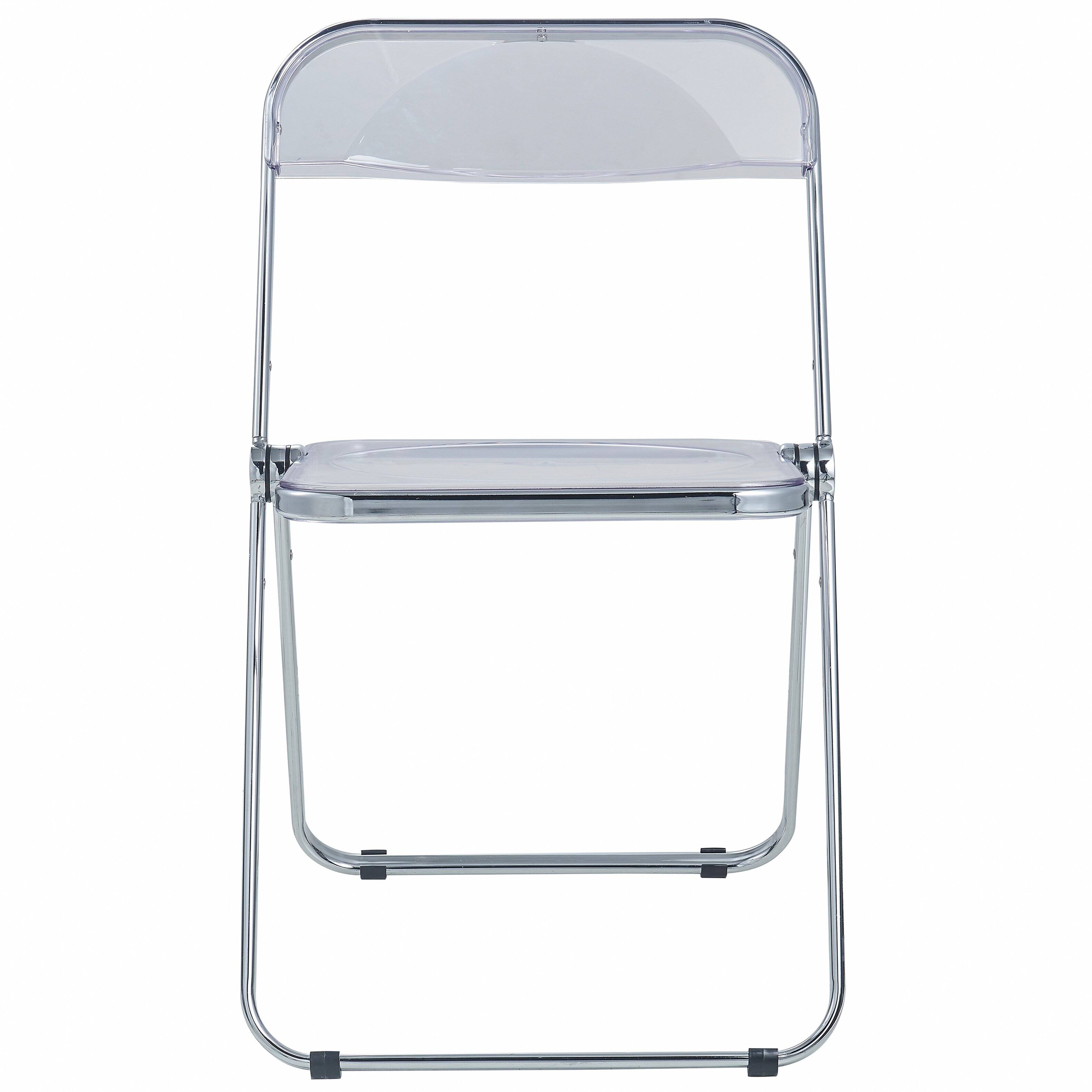 Alt View 2. LeisureMod - Lawrence 2-PCS Clear Accent Chair, Folding Acrylic Design with Chrome Frame, Portable Assembled Seating - Clear.