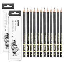Unique Bargains - 24pcs 4B Sketch Pencils Professional Graphite Wood Break-Resistant for Artists Beginners Shading Doodling - Black