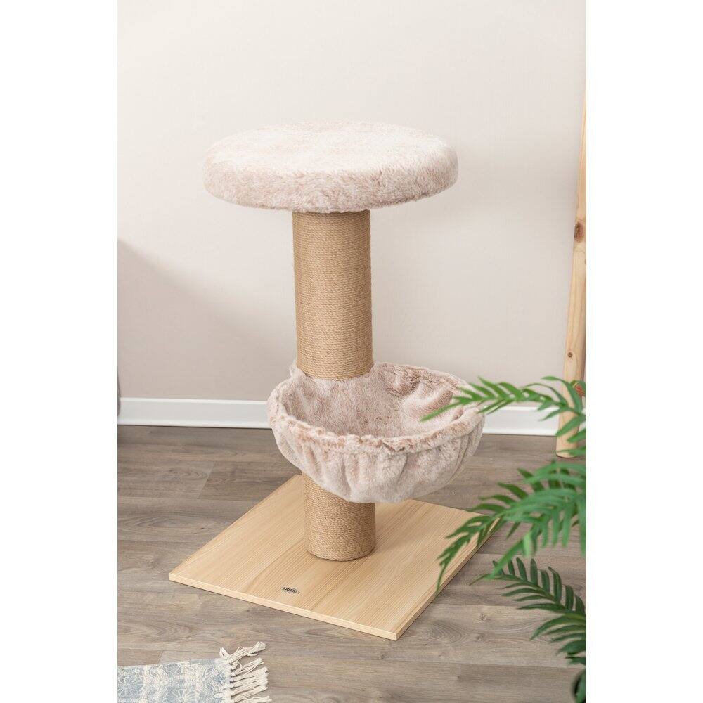 Alt View 2. TRIXIE - Mauricio Sisal & Plush 33" Cat Tree with Sisal Scratching Post, Perch & Hammock - Beige.