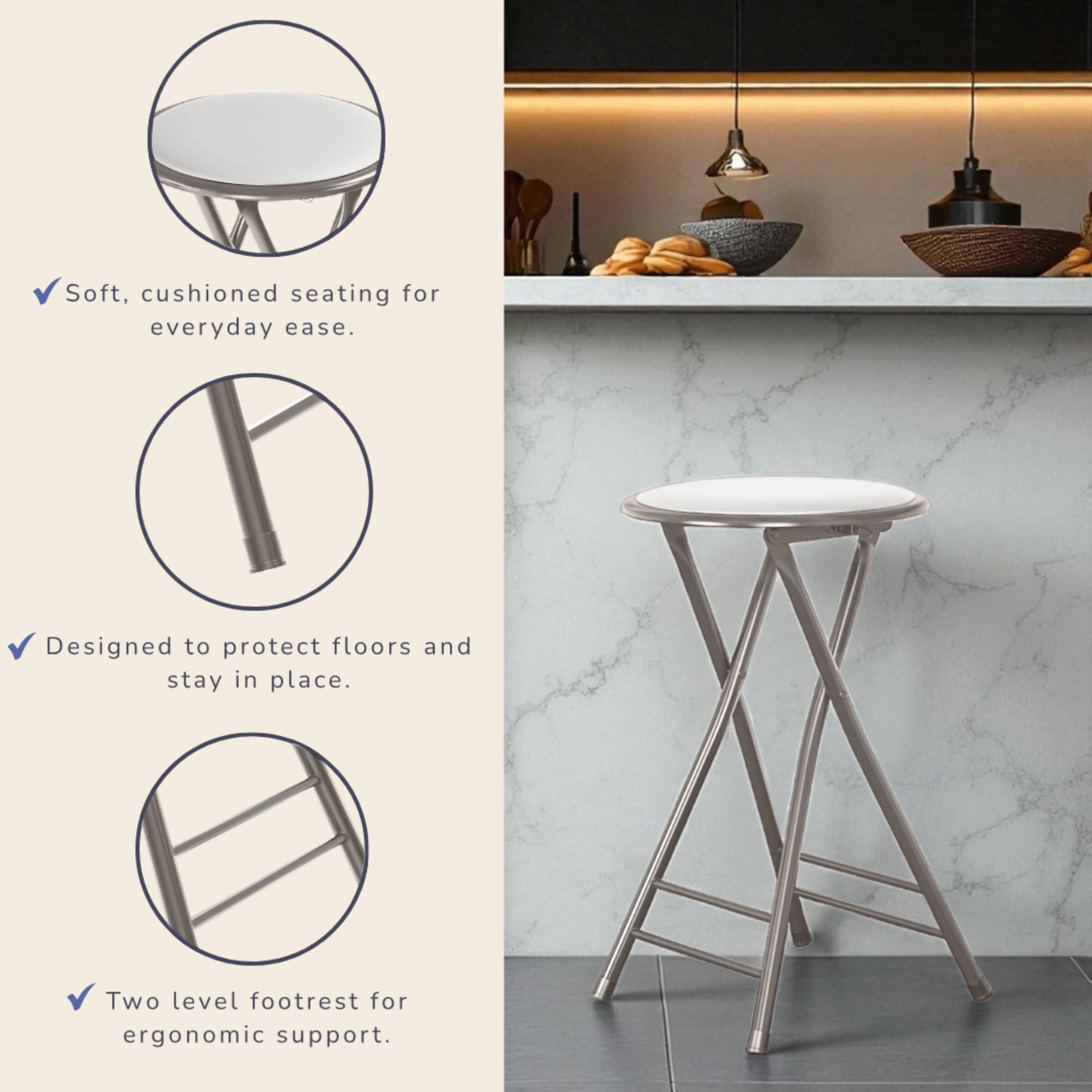 - Soft, cushioned seating for everyday ease.
- Designed to protect floors and stay in place.
- Two level footrest for ergonomic support.