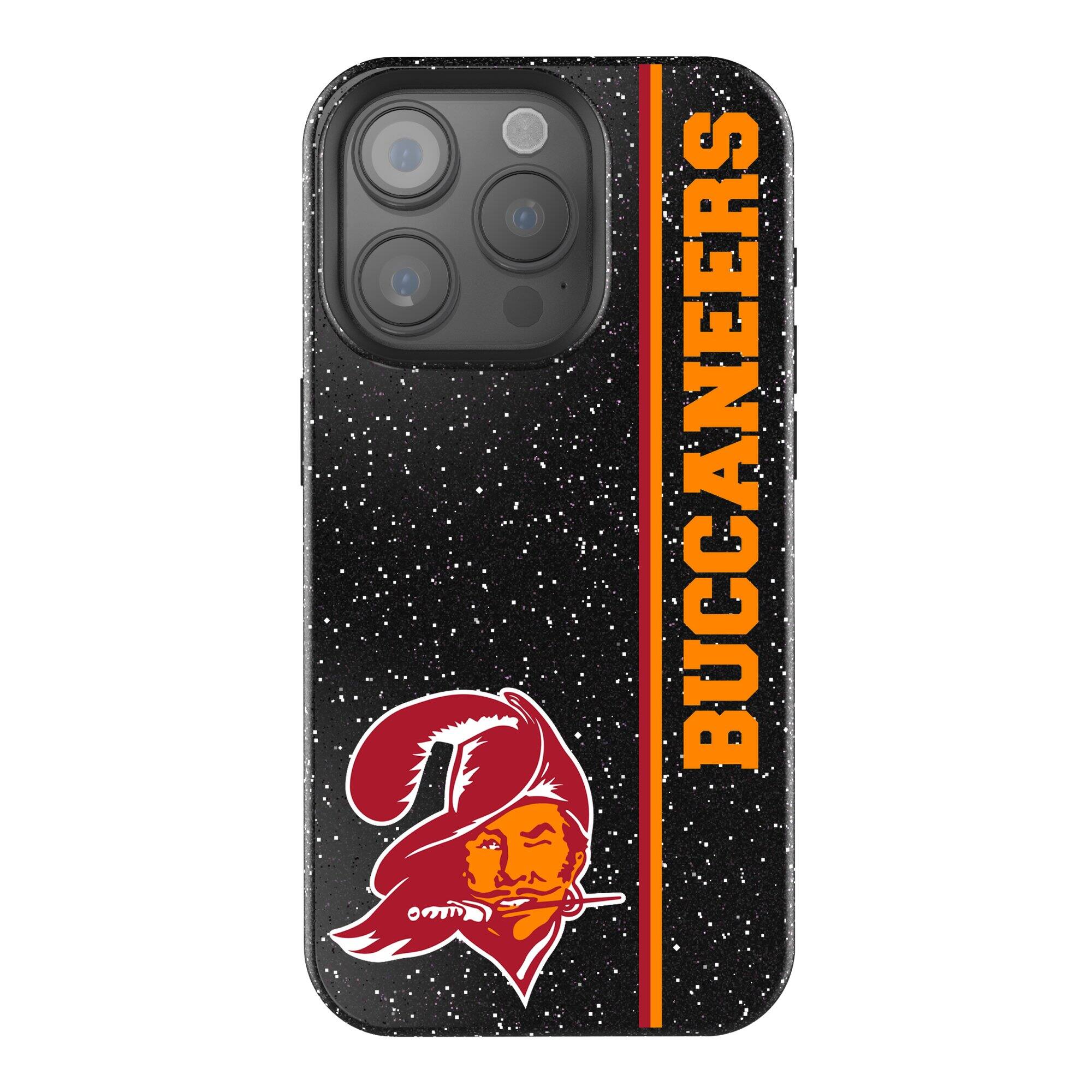 Front. Keyscaper - Tampa Bay Buccaneers Throwback Logo iPhone Bling Case - 14 Pro - Black.