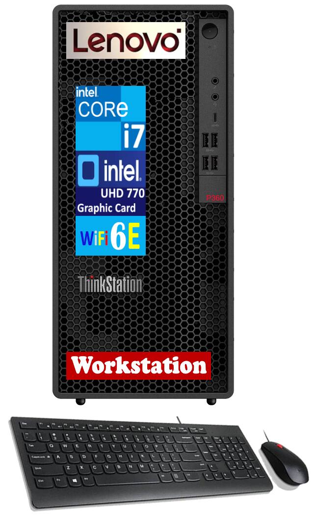 Lenovo - P360 Desktop (Intel i7-12700, 64GB DDR5, 2TB PCIe SSD, Intel UHD 770, WiFi 6E, Bluetooth 5.1, Win 11 Pro) - Black