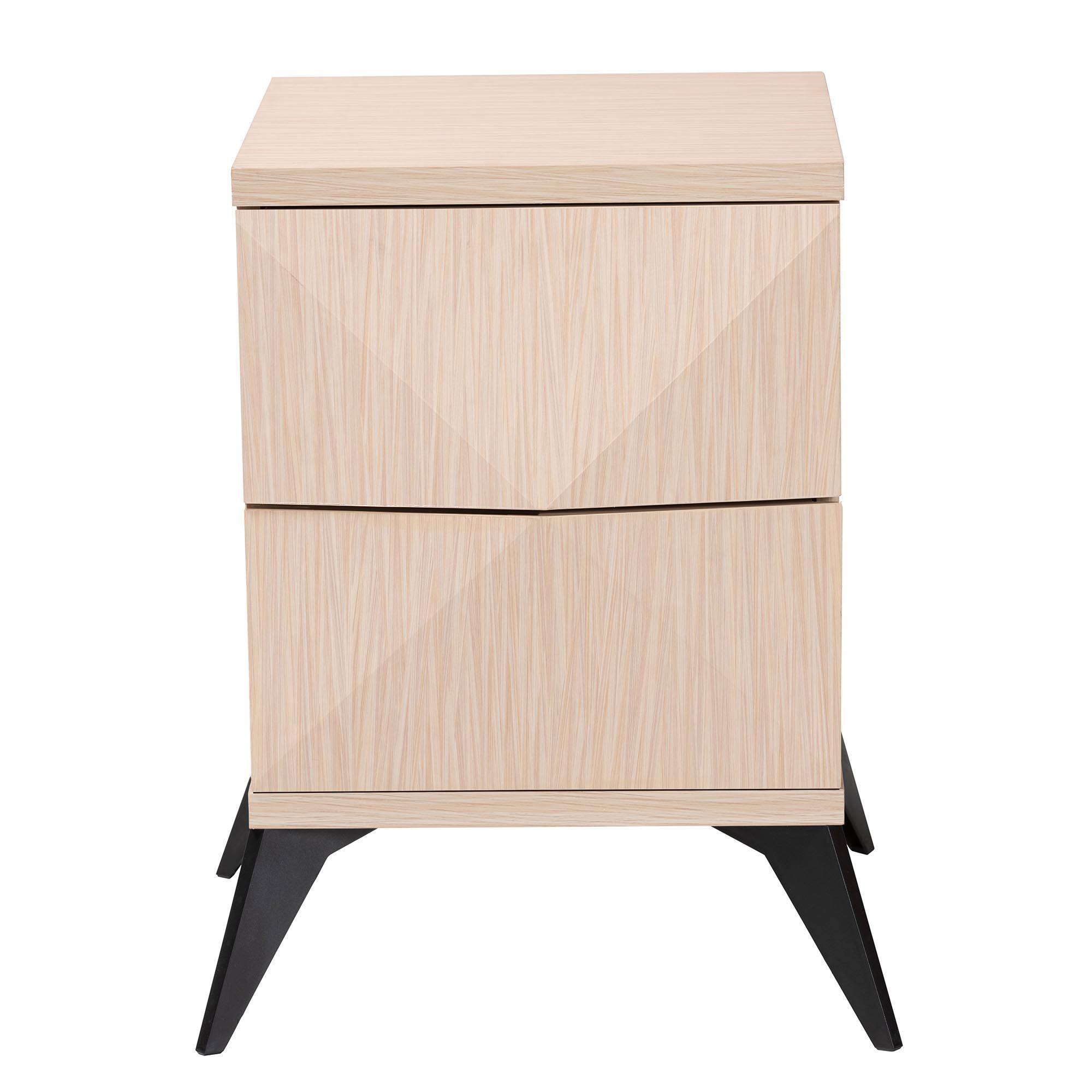 Left. Baxton Studio - Draper Mid-Century Modern Wood 2-Drawer Nightstand - Light Brown/Dark Brown.