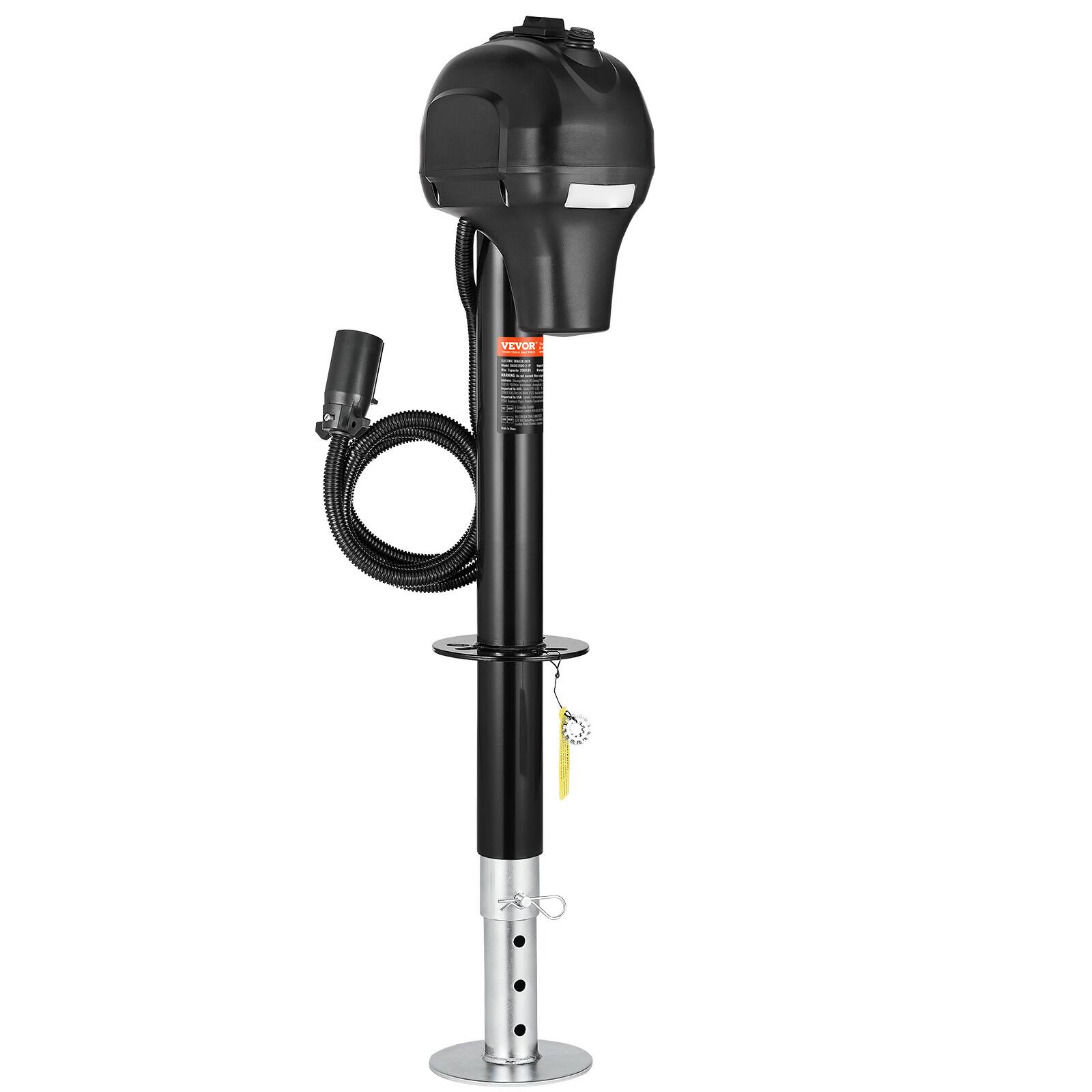 Alt View 5. VEVOR - Electric Trailer Jack, 3500 lbs, Heavy Duty RV Electric Power Tongue Jack with 7-pin Connector, Manual Crank Handle - Black.