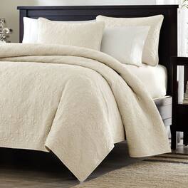 Hivvago - Full / Queen Ivory Beige Quilted Coverlet Quilt Set with 2 Shams - Ivory, Beige