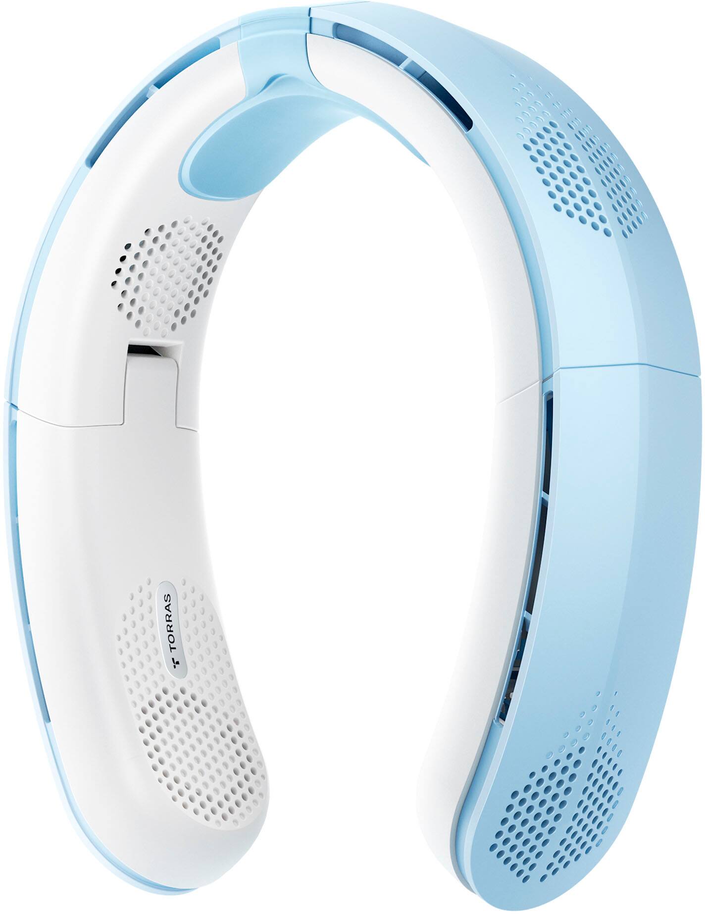 Angle. TORRAS - COOLiTE Portable Foldable Neck Fan - Light Blue.