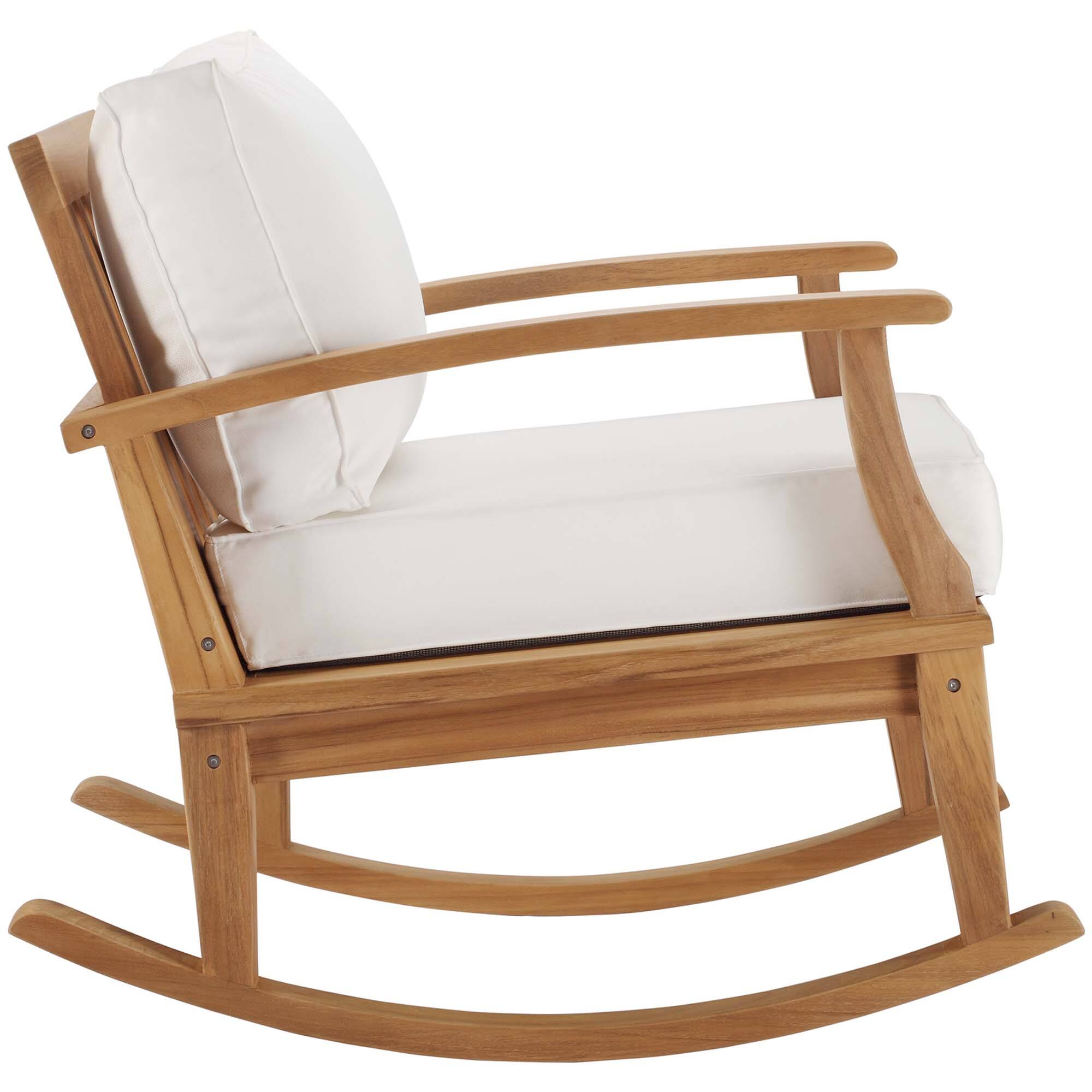 Back. Modway - Marina Outdoor Patio Teak Rocking Chair by Modway - Natural White.