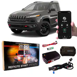 MPC - Smartphone Remote Start For 2014-2018 Jeep Cherokee -Plug-n-Play - Push-to-Start - Black