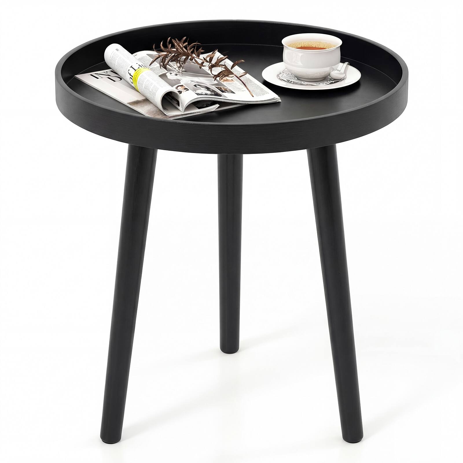 Gymax - Round Side Table Sofa Coffee End Accent Table Nightstand Home Furniture - Black